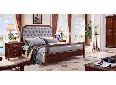 Dormitorio Cama Mesita de noche Camas Madera Grupo Doble Diseño Set de 3 piezas.