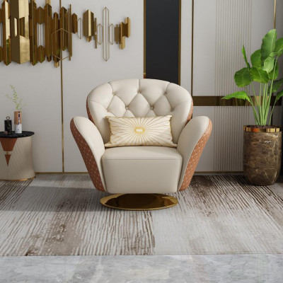 Sillón Chesterfield giratorio, con reposabrazos, sillas tapizadas, muebles de una plaza.