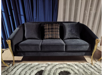 Sofá de tres plazas tapizado en terciopelo muebles de lujo tela de mobiliario.