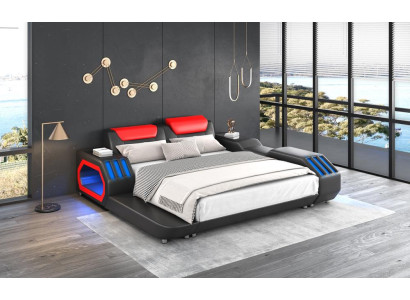 Camas de LED de lujo Dormitorio iluminado Cama de cuero Cama de cuero 180x200 Muebles