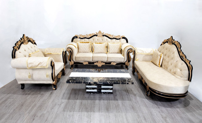 Clásica Chesterfield Sofá Grupo de Sofá Estilo Barroco 3 Piezas.