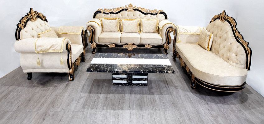 Clásica Chesterfield Sofá Grupo de Sofá Estilo Barroco 3 Piezas.