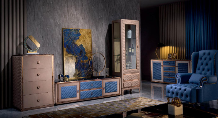 Cómoda Armario Alto Lateral Tablero Bajo Cómodas Diseñador Decoración de Lujo Sofisticado