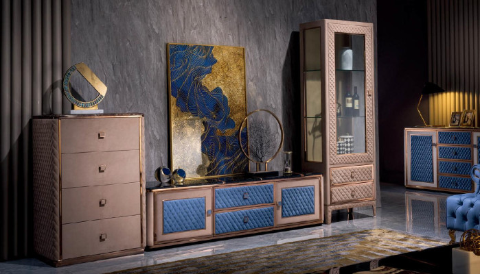 Cómoda Armario Alto Lateral Tablero Bajo Cómodas Diseñador Decoración de Lujo Sofisticado