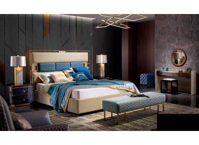 Cama Mesita de noche Tocador 6 piezas. Diseño de dormitorio Moderno de lujo.