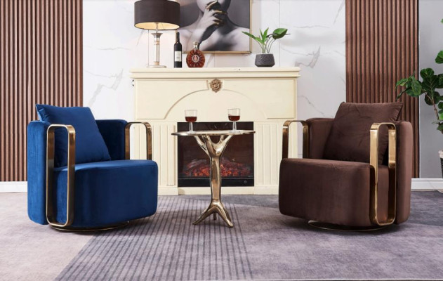 Sillón redondo de acero inoxidable para sala de estar, diseño de muebles de espera.