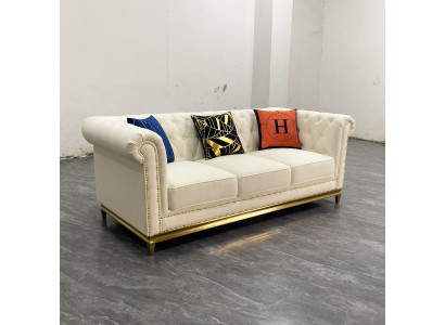 Chesterfield Textil Sofá de Tres Plazas Nuevo