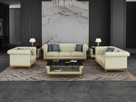 Chesterfield conjunto de sofás sofá tapizados muebles conjunto 3+2+1 sofá de cuero de 3 piezas