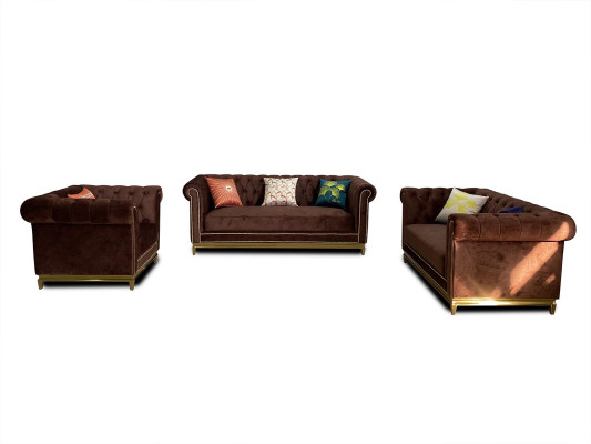 Conjunto de sofás Chesterfield con metal lujo sofá textil tapicería muebles