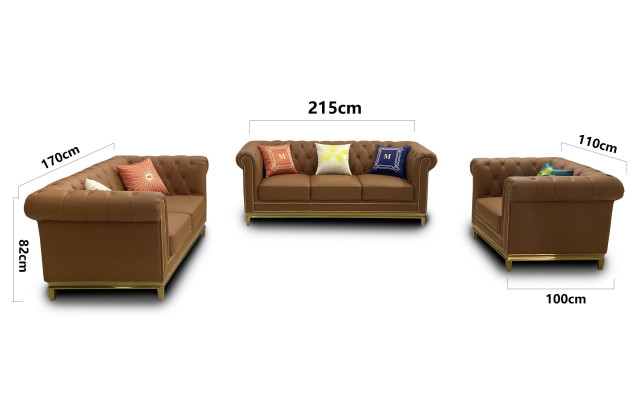Conjunto de sofás Chesterfield con metal lujo sofá textil tapicería muebles