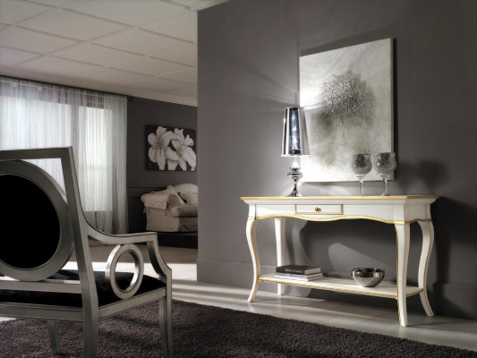 Mesita de noche para consola en madera blanca de diseño moderno para dormitorio, nuevo.