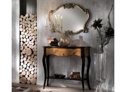 Mesa consola muebles estilo barroco espejo madera italiano mesas grupo de 2 piezas.