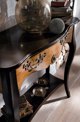 Mesa consola muebles estilo barroco espejo madera italiano mesas grupo de 2 piezas.