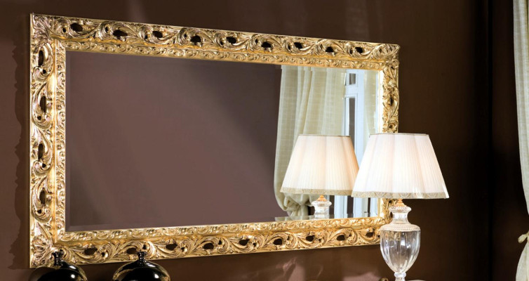 Mueble espejo de pared clásico italiano de diseñador espejo de madera dorado nuevos
