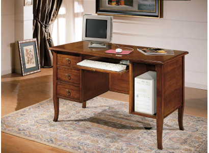 Escritorio italiano con cajones extensibles de madera maciza.