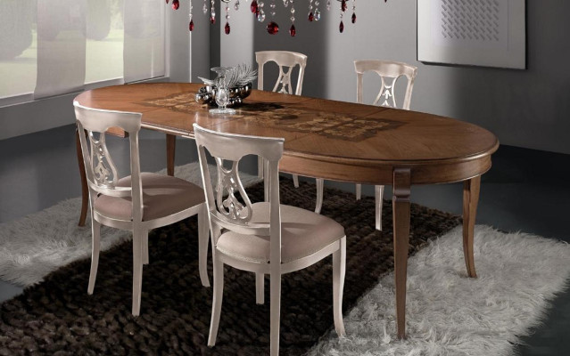 Juego de comedor Conjunto de comedor clásico de madera maciza de 4 piezas Conjunto de sillas 4x sillas