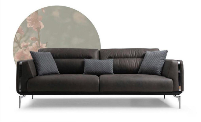 Sofá de 3 plazas con chaise longue, sofá de 3 plazas y sillón individual tapizado en poliéster de estilo moderno.