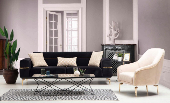Sofá conjunto de sofás sofás 3+1 asientos sillón muebles acolchado diseñador sofás