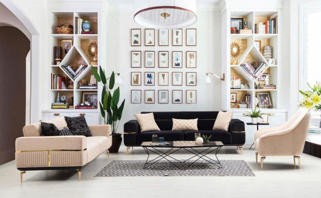 Sofá conjunto de sofás sofás 3+1 asientos sillón muebles acolchado diseñador sofás