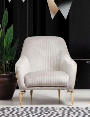 Silla individual de lujo, asiento acolchado, diseño de tela para asiento, moderno.