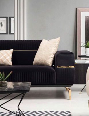 Conjunto de sofás de lujo Sofá Grupo de tapicería Sofás 3+3+1 plazas Sillón 3 piezas Set de terciopelo.