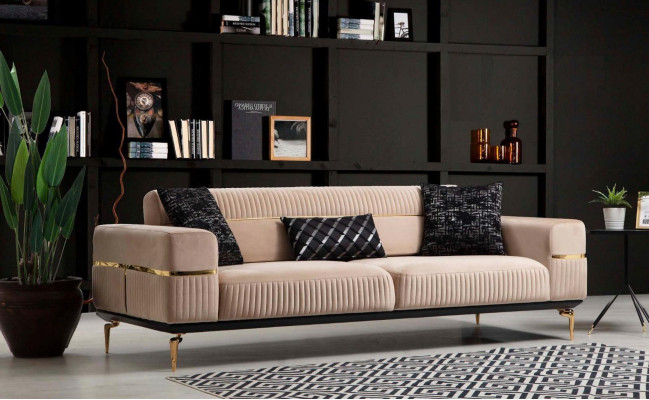 Conjunto de sofás Juego completo de asientos Sofá 3+3+1 Plazas Sillón Tela Sofá Sofás Nuevos