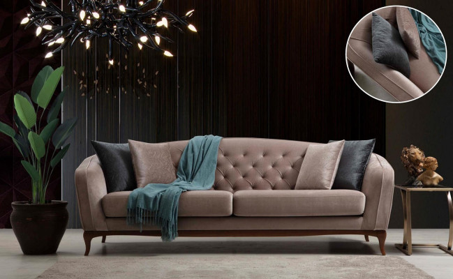 Sofá de tres plazas Sofás de 3 plazas Sofá de lujo tapizado en tela Muebles de sofá de 230 cm