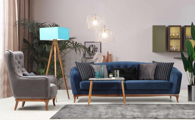 Sofá conjunto de sofá sofás 4+1 asientos tela Chesterfield acolchado terciopelo conjunto