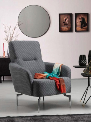 Sillón de un solo asiento de lujo, diseño de asiento acolchado de un solo asiento, tela de diseñador, tapizado moderno.
