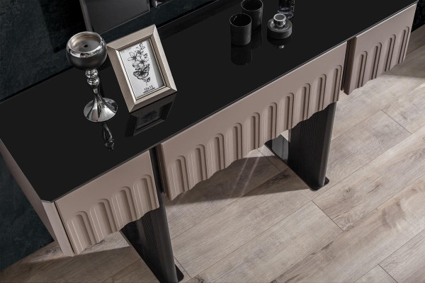 Elegante conjunto de dormitorio con tocador, espejo, muebles de lujo de 2 piezas.