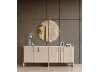 Comedor lujoso aparador elegante espejo de vidrio conjunto de 2 piezas