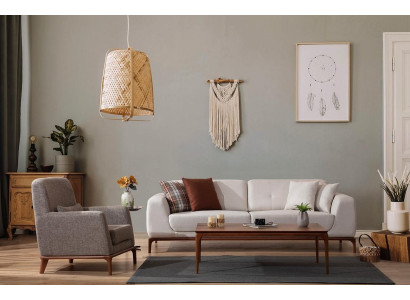 Lujo blanco set de sofá 3 plazas butaca tela moderno moderno nuevo.