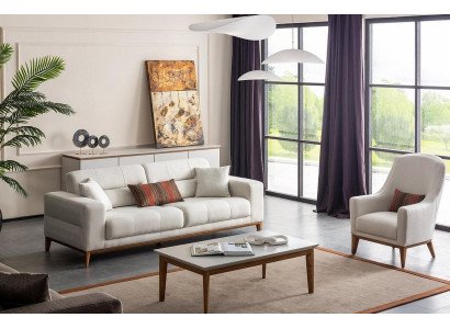 Conjunto de sofás para sala de estar, sofá de tres plazas, sillón, set de sofá de lujo 3+1 plazas blanco.