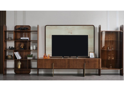 Juego de sala moderno de 4 piezas. Estantería de libros, mesa de TV, marco de TV, vitrina.