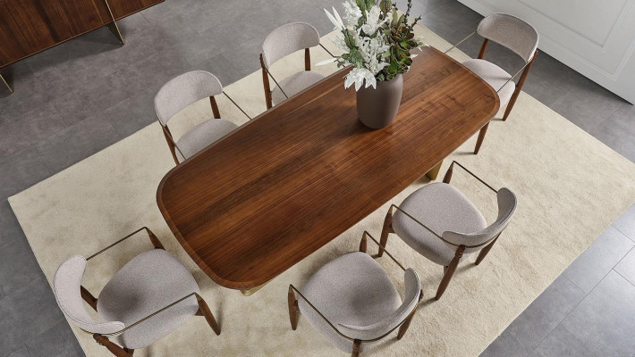 Conjunto de comedor moderno Incluye mesa de comedor y 6 sillas marrones 7 piezas.
