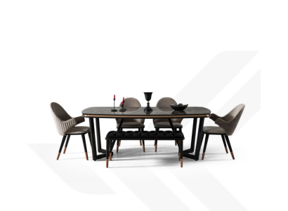 El set de comedor consta de mesa de comedor + 4 sillas en color negro, de 6 piezas.