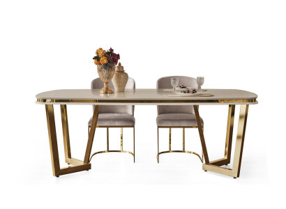 Juego de comedor moderno que consta de mesa de comedor y 4 sillas Beige de 5 piezas.