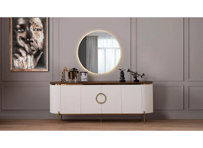 Comedor Set consta de aparador y espejo beige con elementos dorados