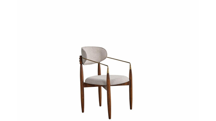 Silla de cocina blanca perfecta de lujo, muebles de comedor con patas marrones.