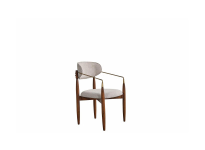 Silla de cocina blanca perfecta de lujo, muebles de comedor con patas marrones.