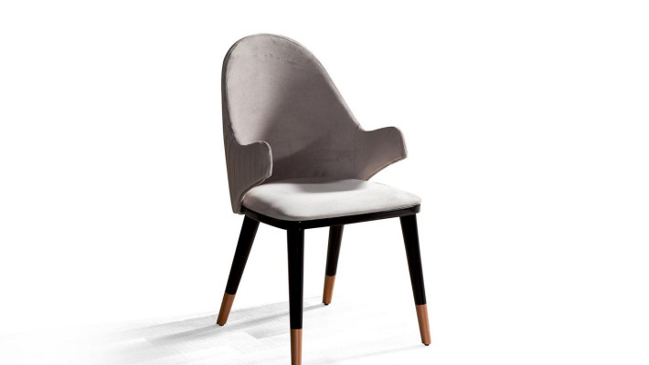 Elegante silla color gris cómodos muebles tapizados para el comedor nuevos.