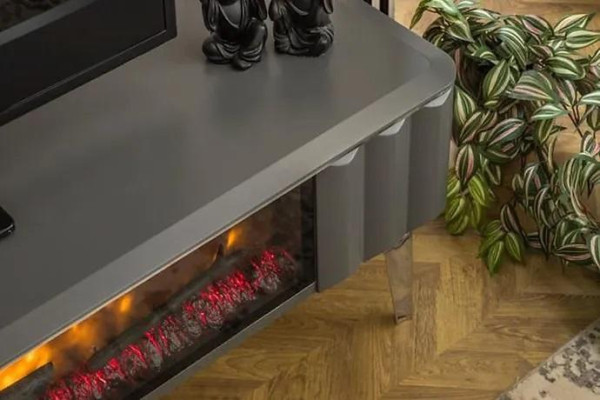 Mueble de televisión de alta calidad con chimenea MDF metal gris nuevo salón