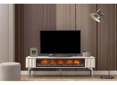 TV-Mueble blanco tablero de partículas metal muebles de lujo chimenea sala de estar nuevo