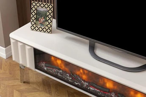 TV-Mueble blanco tablero de partículas metal muebles de lujo chimenea sala de estar nuevo