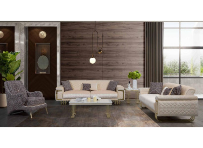 Sofá de tres plazas de lujo para sala de estar diseño, mesa de centro, mesa auxiliar