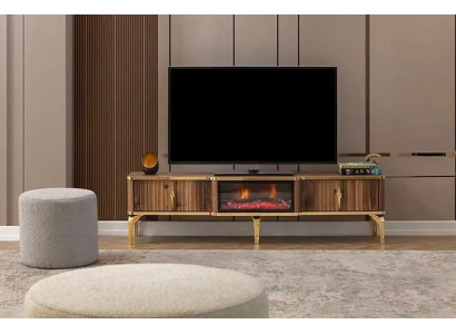 Lujoso repisa de chimenea, mesa de TV, mesa de centro para sala de estar, marrón en madera, aparador.