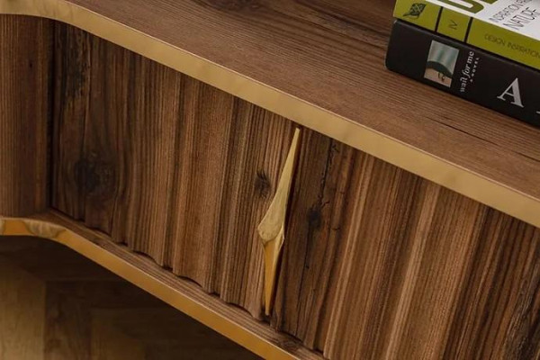 Lujoso repisa de chimenea, mesa de TV, mesa de centro para sala de estar, marrón en madera, aparador.
