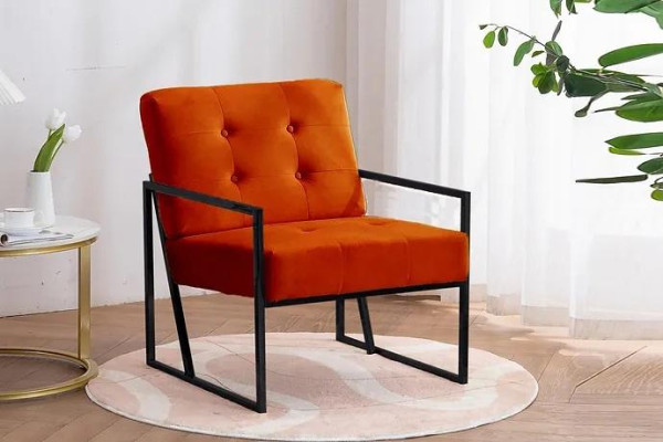 Silla naranja salón muebles de lujo Patas de metal de alta calidad Textil Nuevo