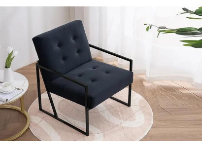Acogedor sillón negro en textil nuevo de alta calidad de metal.