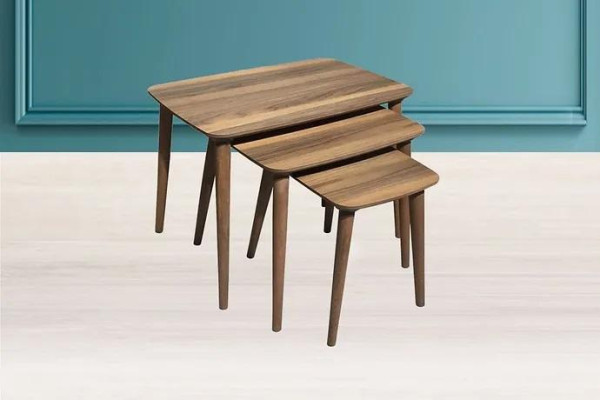 Juego de mesas de centro rectangulares 3x sala de estar comedor Marrón madera